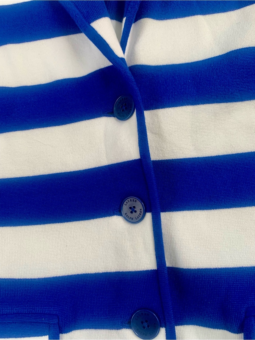Lauren Black Label Blue & White Striped Blazer Knit - Picture 2 of 6